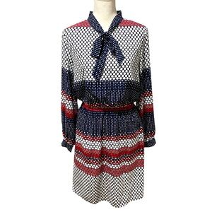 Tommy Hilfiger Collared Long Sleeve Polka Dot Dress Size Medium